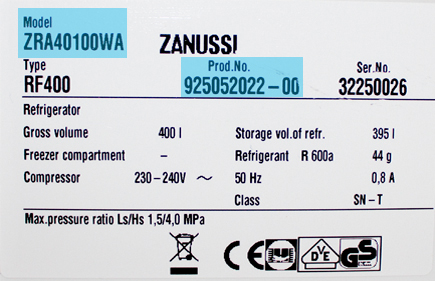 Localisation du numéro de modèle sur un réfrigérateur